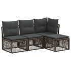 Tuinbankenset 4 personen poly rattan grijs