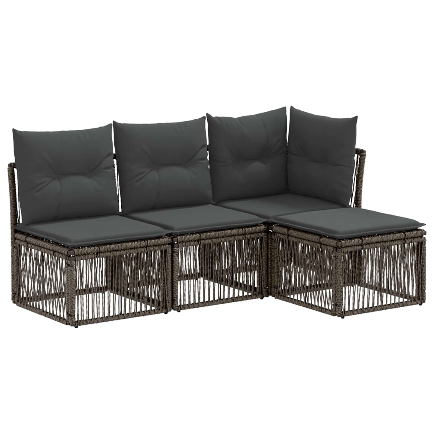 Tuinbankenset 4 pcs Grijs poly rattan