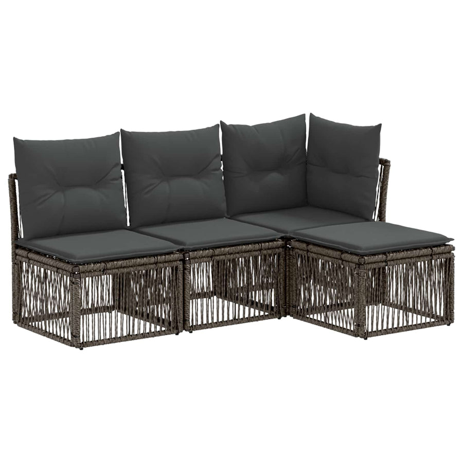 Tuinbankenset 4 pcs Grijs poly rattan