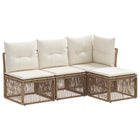 Tuinbankenset 4-delig polyrattan beige