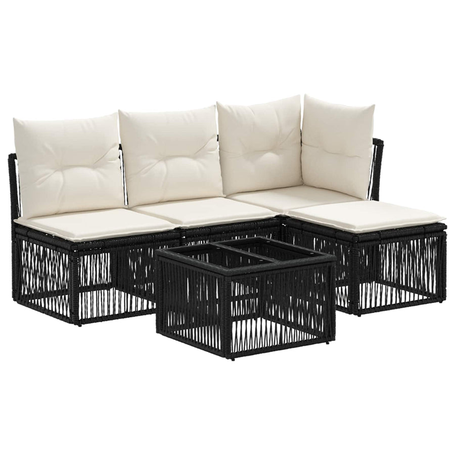 Tuinbankenset 5 pcs Zwart poly rattan