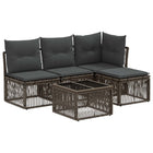 Garden Bench Set 5 pcs Grey poly rattan