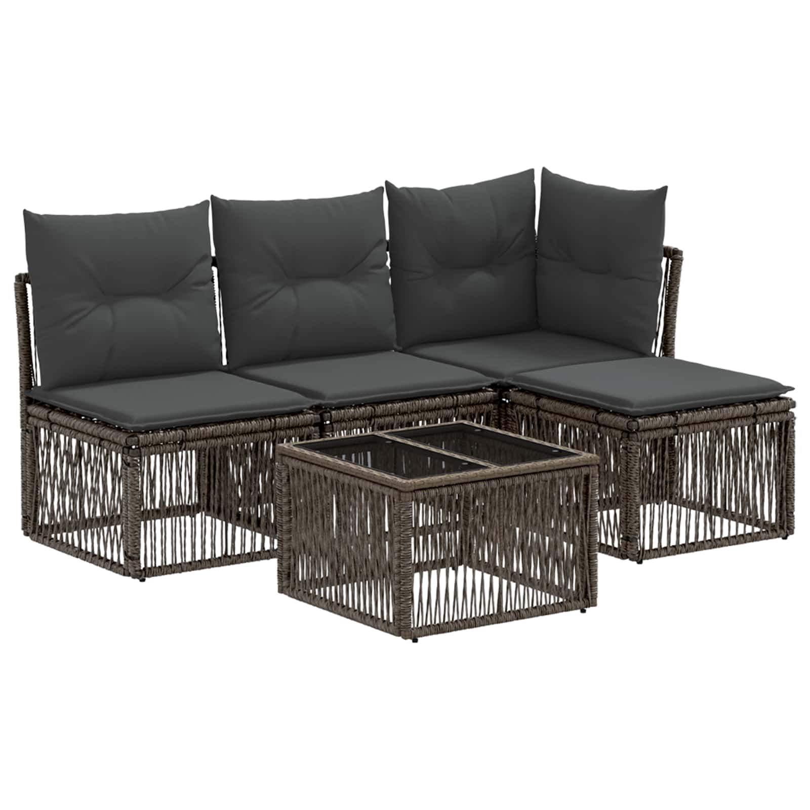 Tuinbankenset 5 pcs Grijs poly rattan
