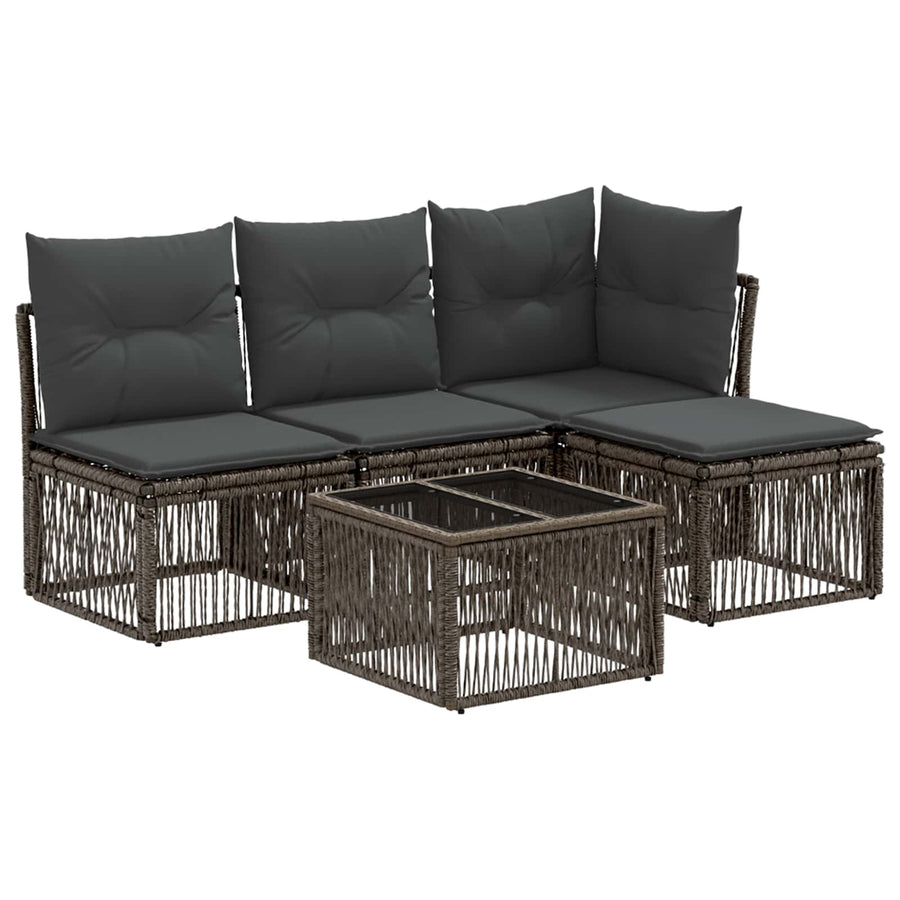 Tuinbankenset 5 pcs Grijs poly rattan