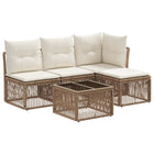 Garden Bench Set 5 pcs Beige poly rattan