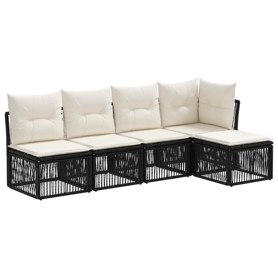 Tuinbankenset 5 pcs Zwart poly rattan