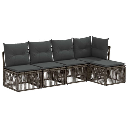 Tuinbankenset 5 pcs Grijs poly rattan