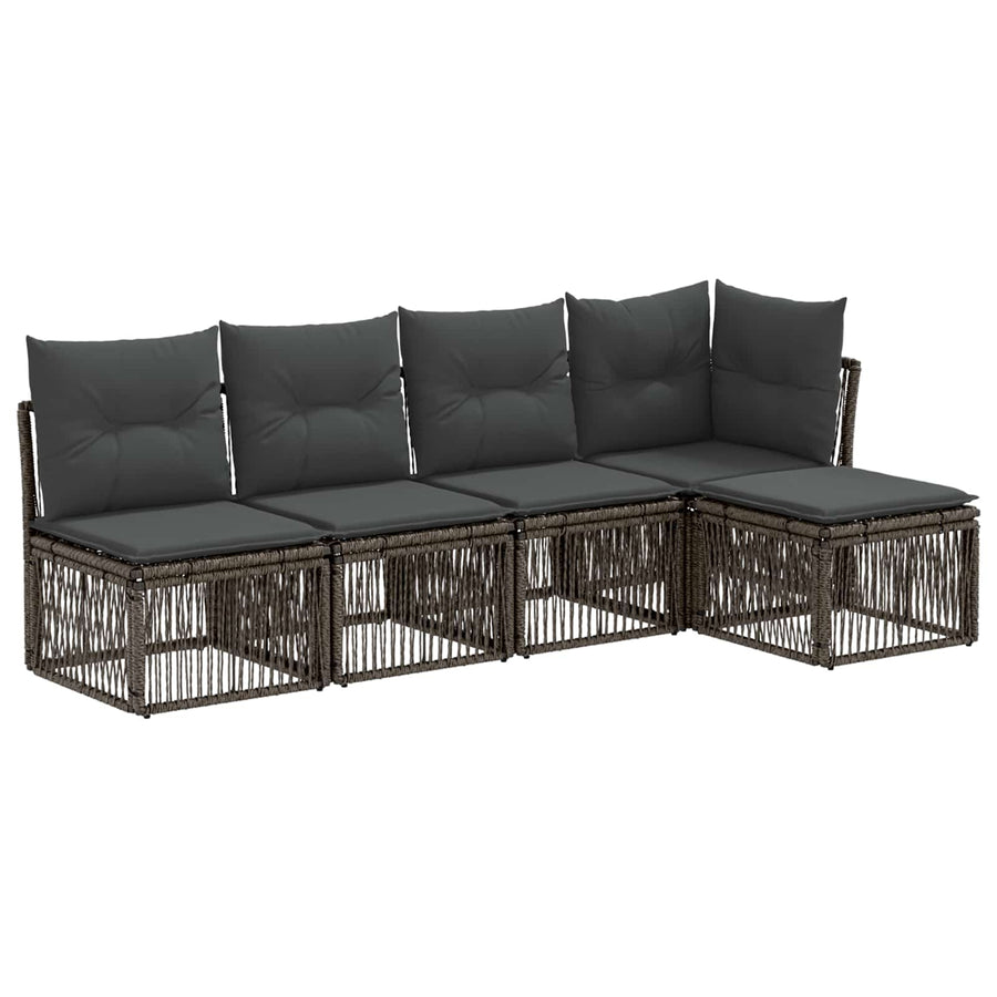 Tuinbankenset 5 pcs Grijs poly rattan