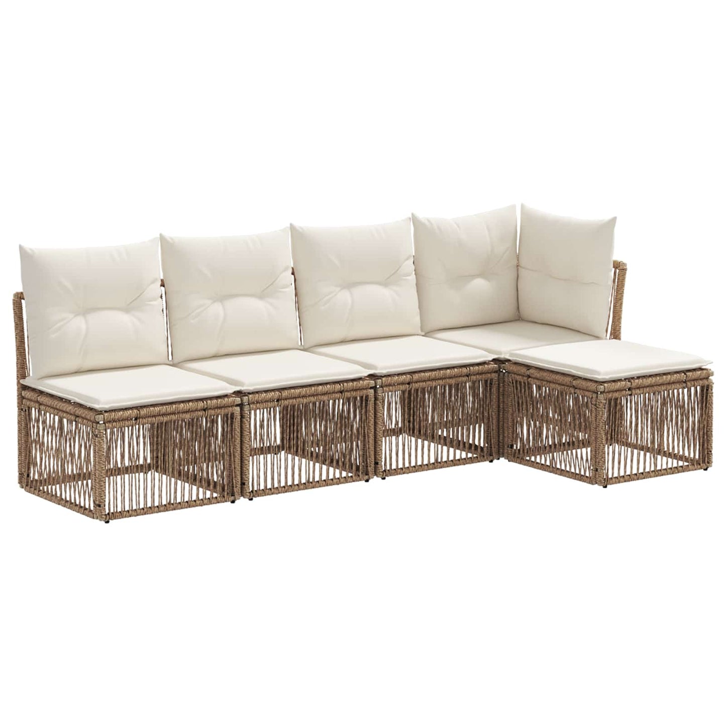 Tuinbankenset 5 pcs Beige poly rattan
