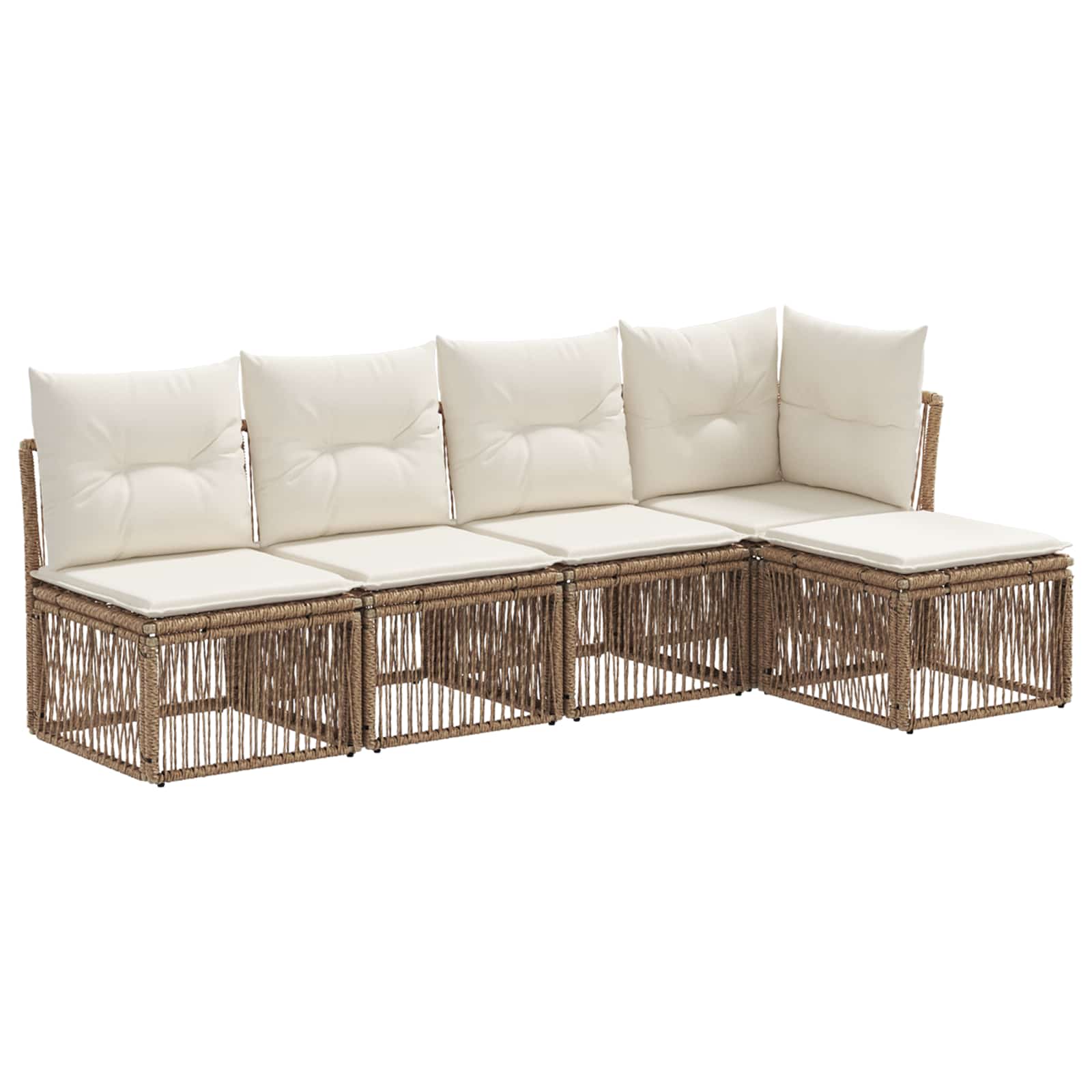 Tuinbankenset 5 pcs Beige poly rattan