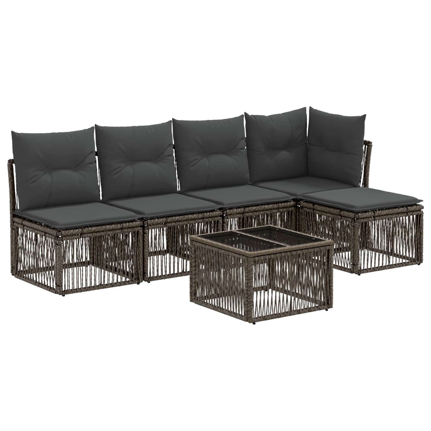 Tuinbankenset 6 pcs Grijs poly rattan