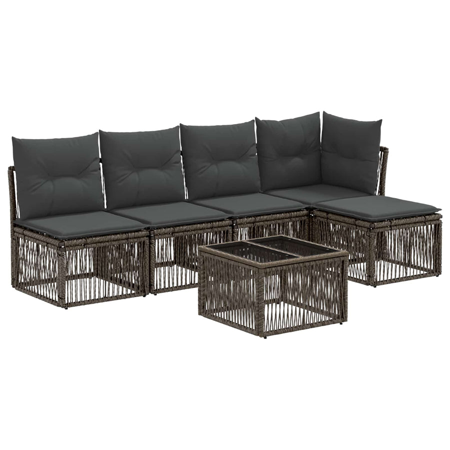 Tuinbankenset 6 pcs Grijs poly rattan