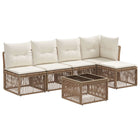 Garden bench set 6 pcs Beige poly rattan