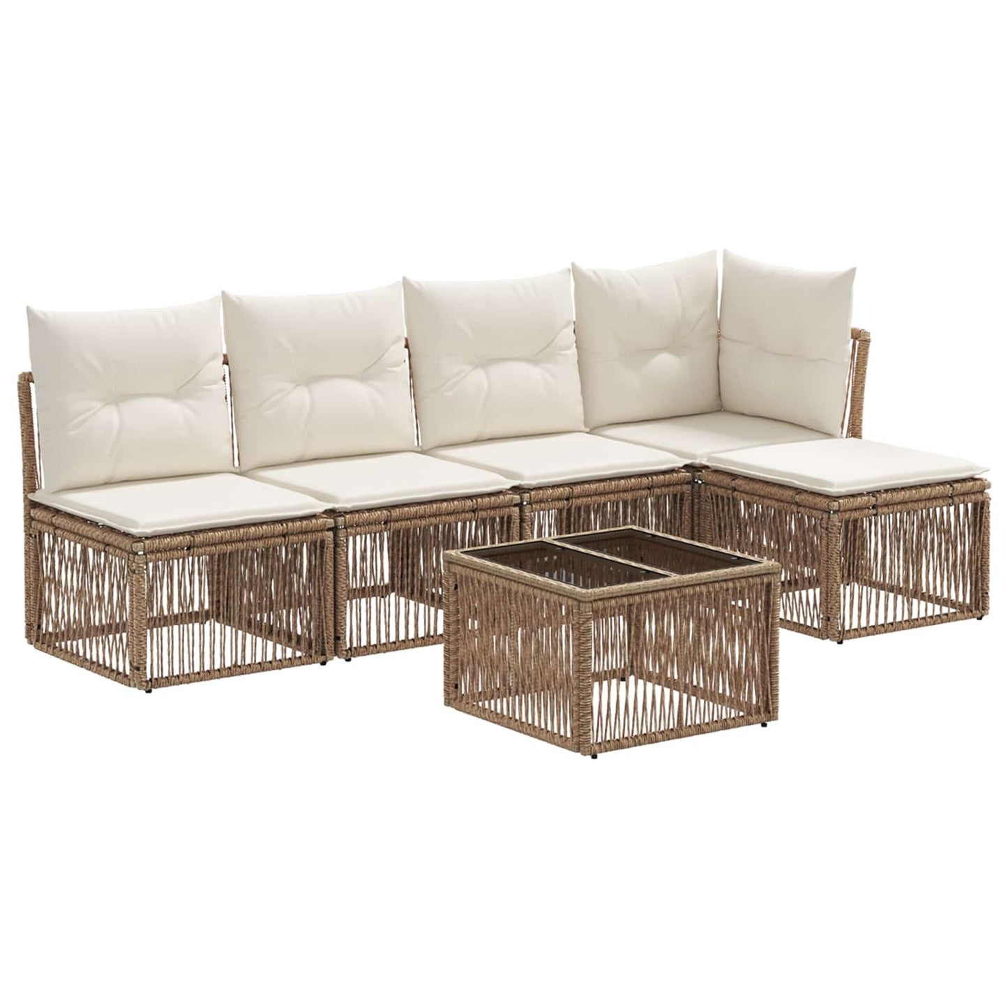 Tuinbankenset 6 pcs Beige poly rattan