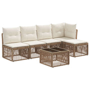 Tuinbankenset 6-delig poly rattan beige