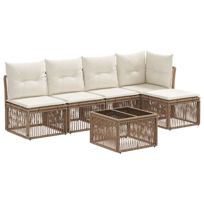 Tuinbankenset 6 pcs Beige poly rattan