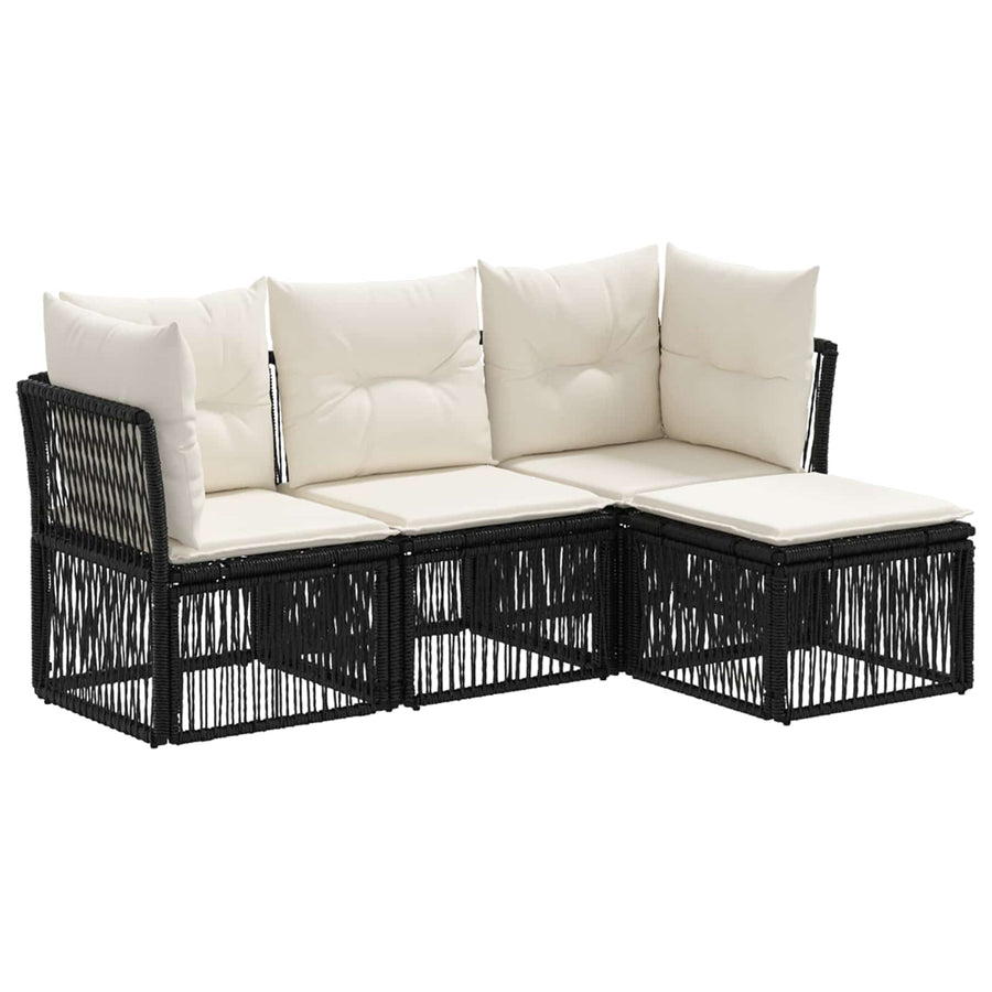 Tuinbankenset 4 pcs Zwart poly rattan