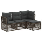 Tuinbankenset poly rattan grijs 4 personen