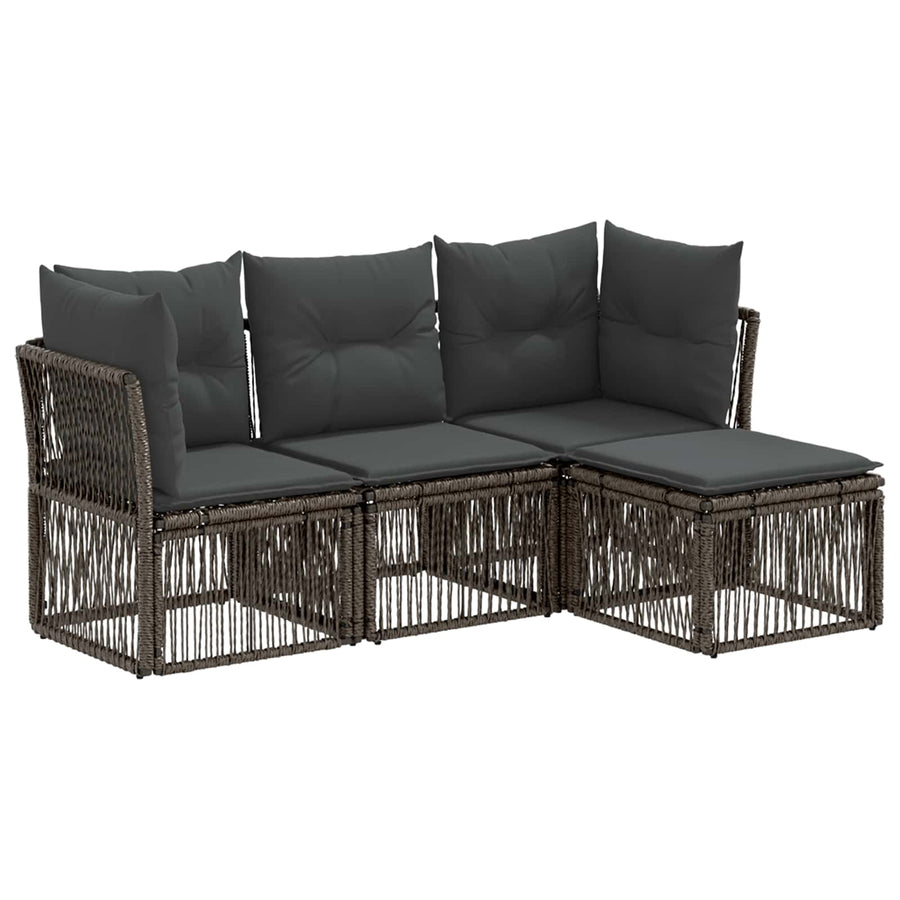 Tuinbankenset 4 pcs Grijs poly rattan