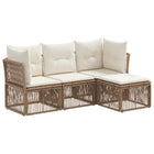 Tuinbankenset poly rattan 4-delig beige