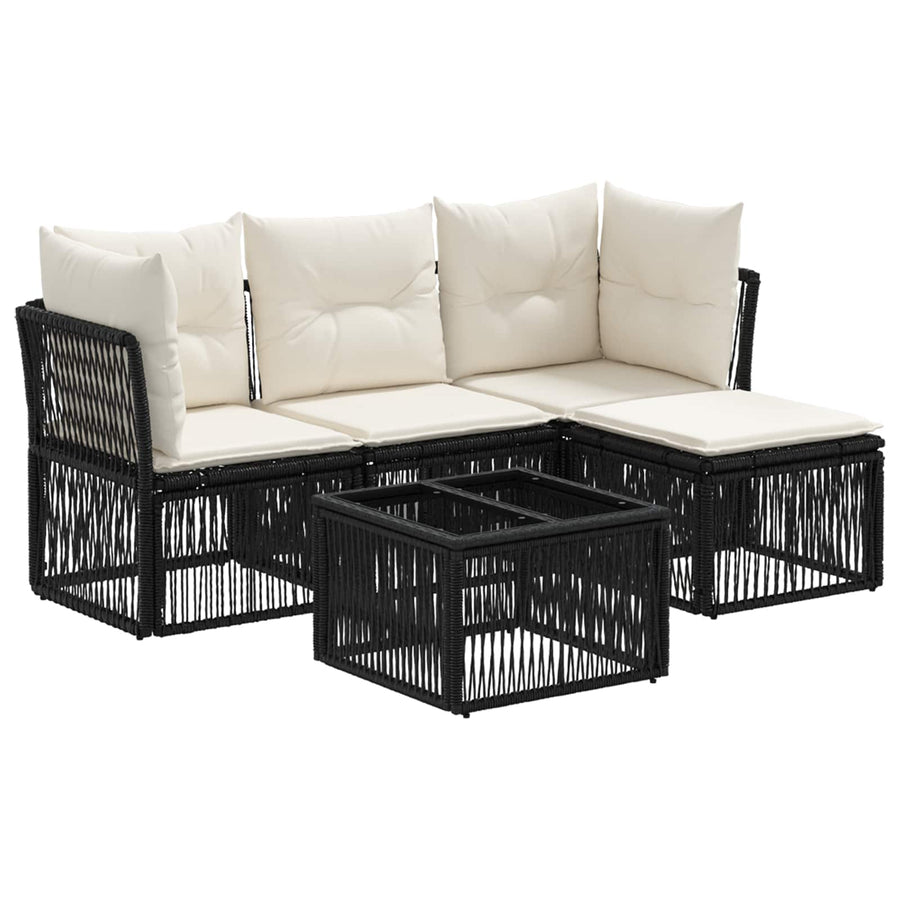 Tuinbankenset 5 pcs Zwart poly rattan