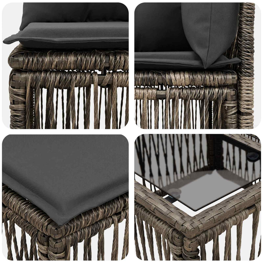 Tuinbankenset 5 pcs Grijs poly rattan