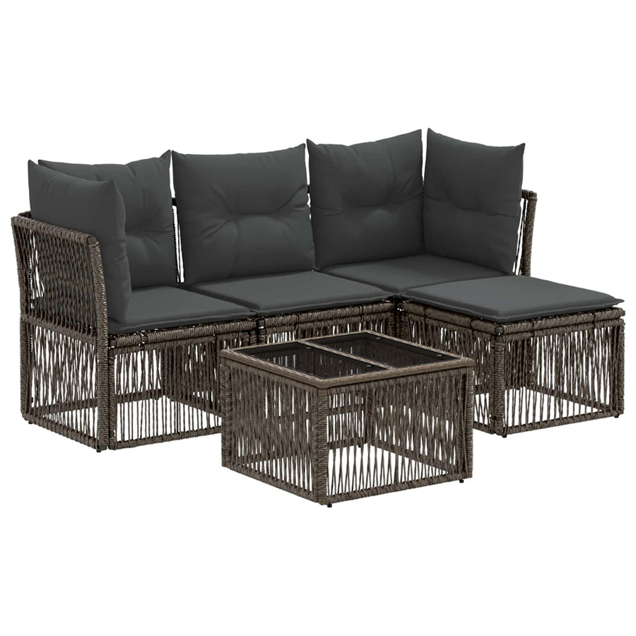 Tuinbankenset 5 pcs Grijs poly rattan
