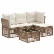 Tuinbankenset 5-delig polyrattan beige