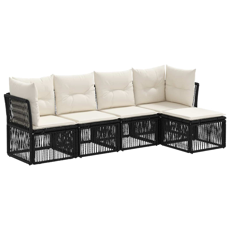 Tuinbankenset 5 pcs Zwart poly rattan