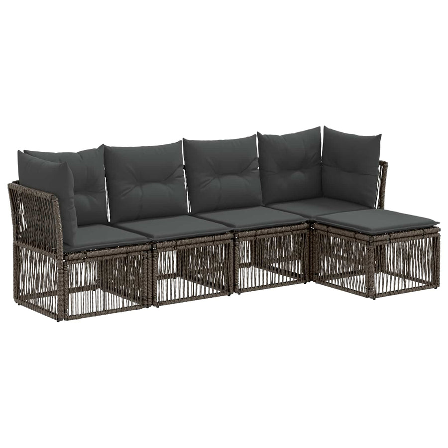 Tuinbankenset 5 pcs Grijs poly rattan