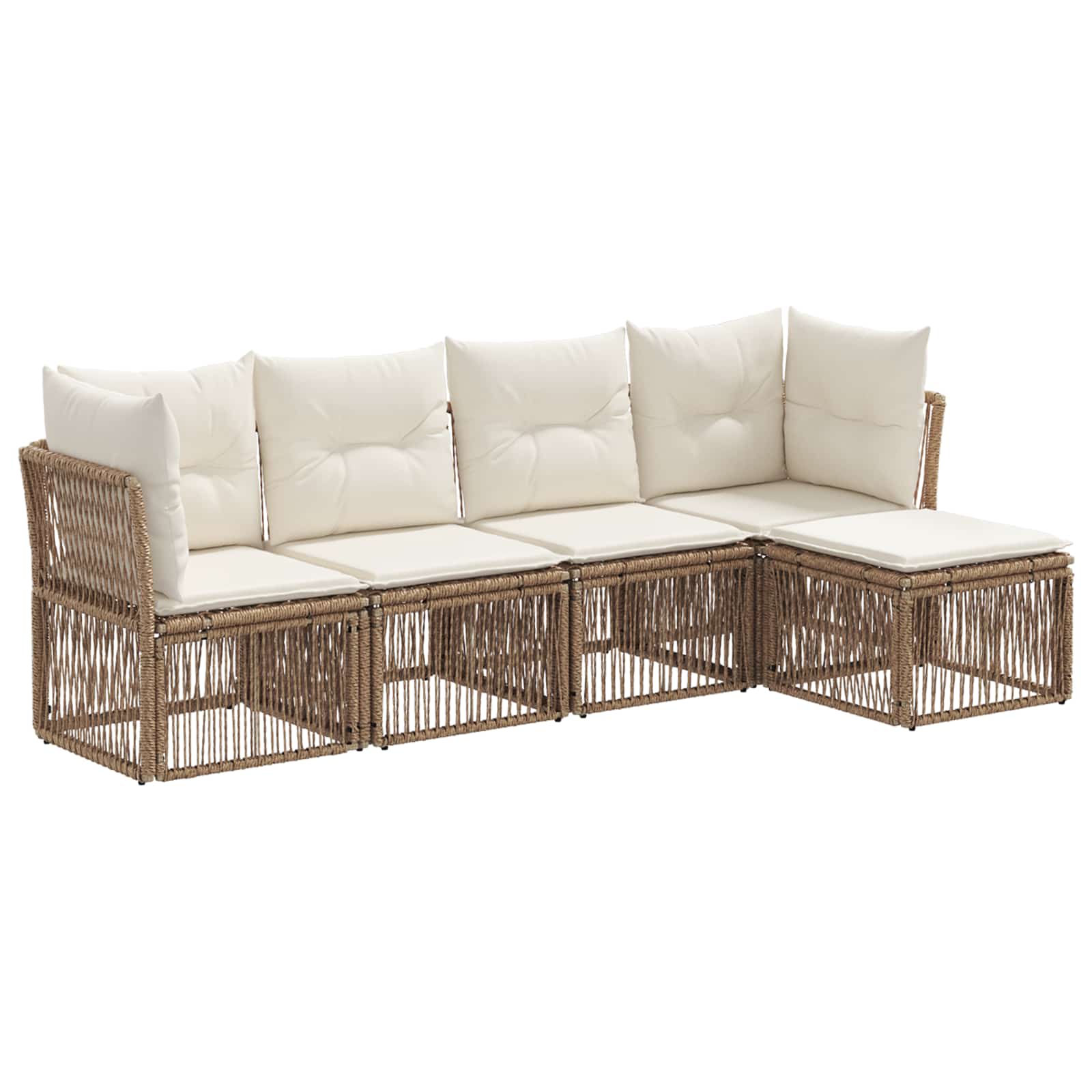 Tuinbankenset 5 pcs Beige poly rattan