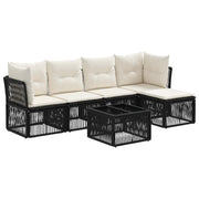 Tuinbankenset poly rattan zwart 5-persoons modulair