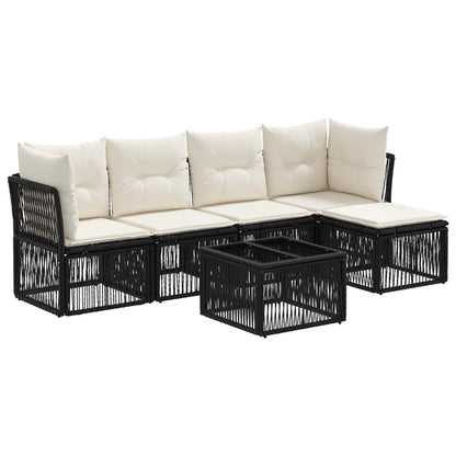 Tuinbankenset 6 pcs Zwart poly rattan