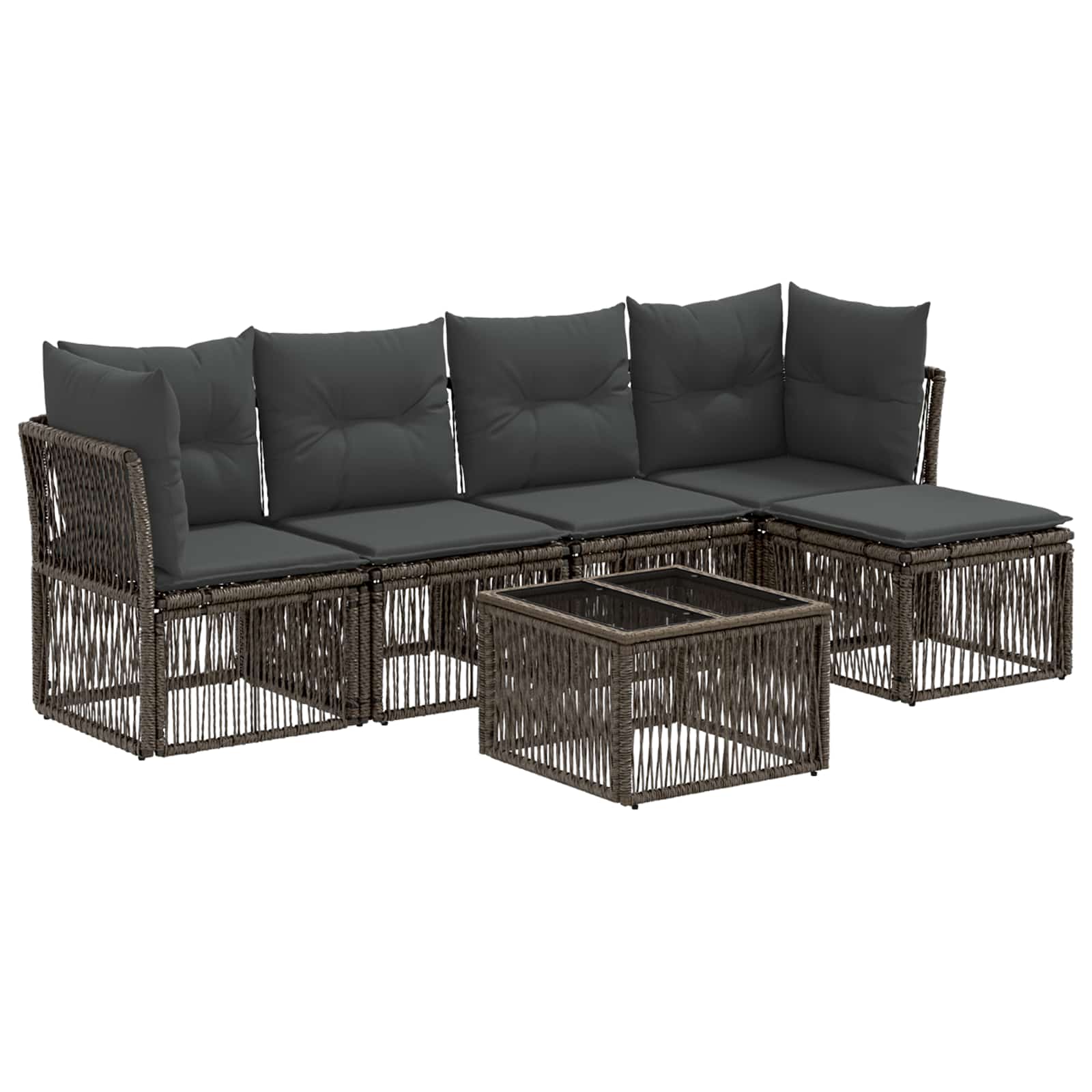 Tuinbankenset 6 pcs Grijs poly rattan