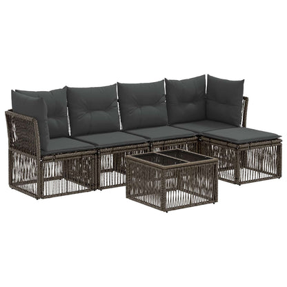 Tuinbankenset 6 pcs Grijs poly rattan