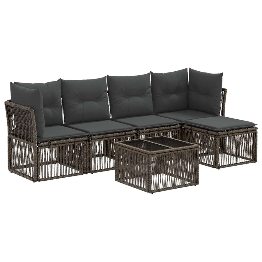 Tuinbankenset 6 pcs Grijs poly rattan