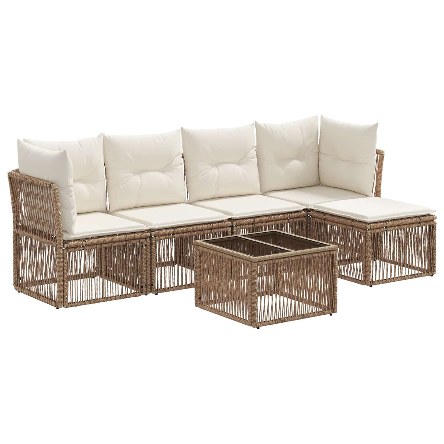 Tuinbankenset 6 pcs Beige poly rattan