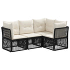 Tuinbankenset poly rattan 4 personen zwart