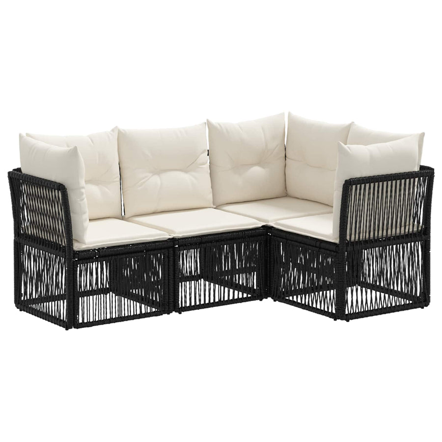 Tuinbankenset 4 pcs Zwart poly rattan