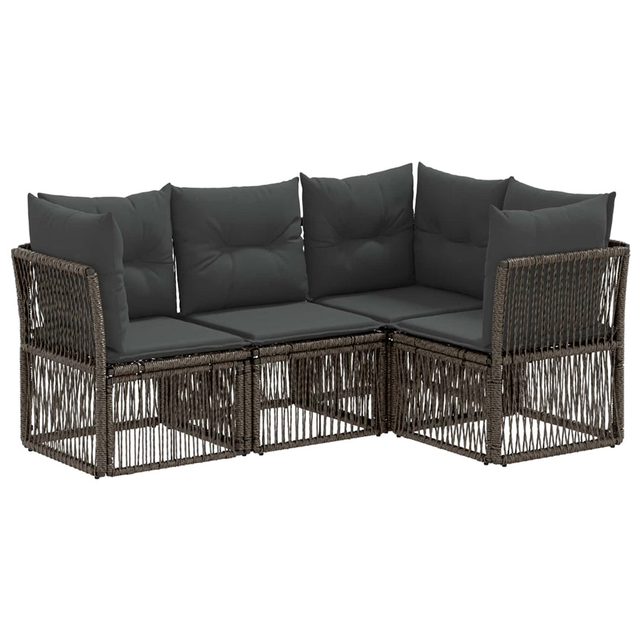 Tuinbankenset 4 pcs Grijs poly rattan