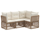 Tuinbankenset 4 personen poly rattan beige