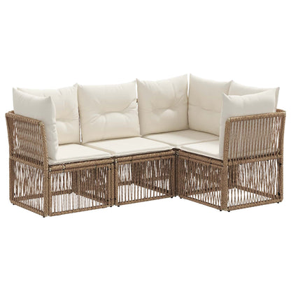 Tuinbankenset 4 pcs Beige poly rattan