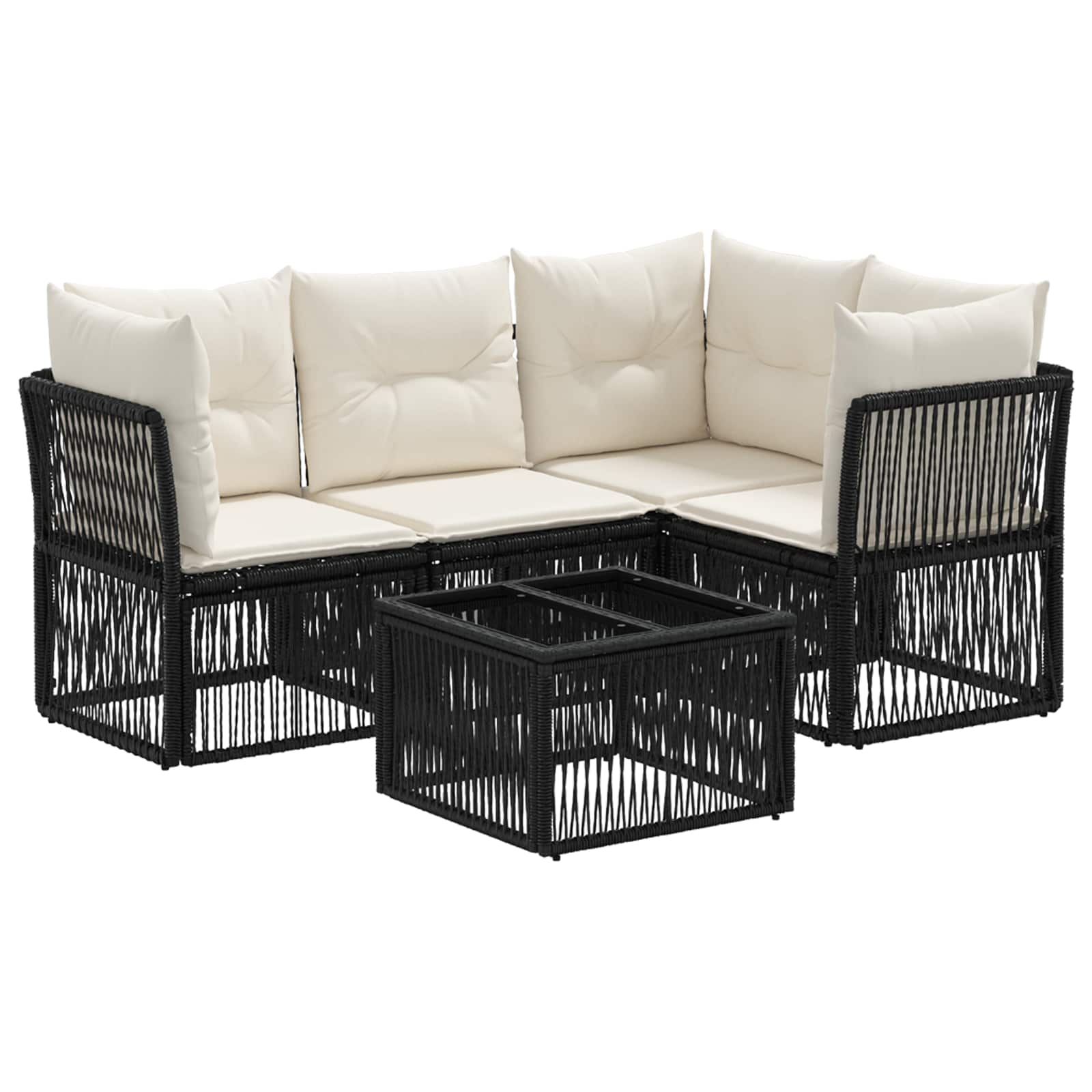Tuinbankenset 5 pcs Zwart poly rattan