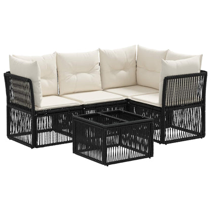 Tuinbankenset 5 pcs Zwart poly rattan