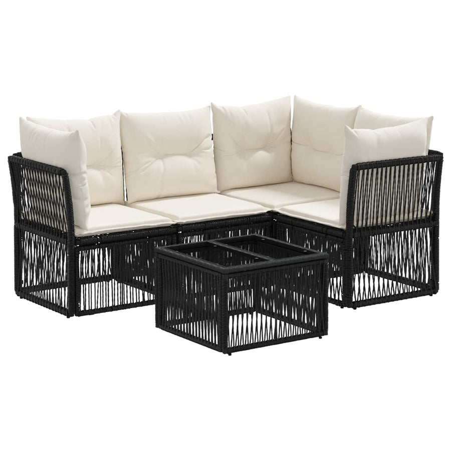 Tuinbankenset 5 pcs Zwart poly rattan