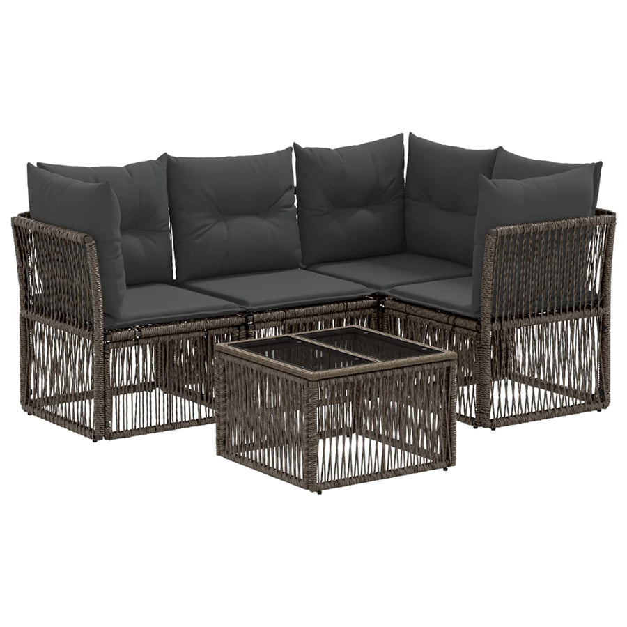 Tuinbankenset 5 pcs Grijs poly rattan