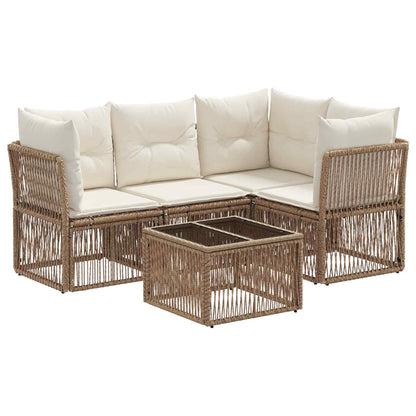 Tuinbankenset 5 pcs Beige poly rattan