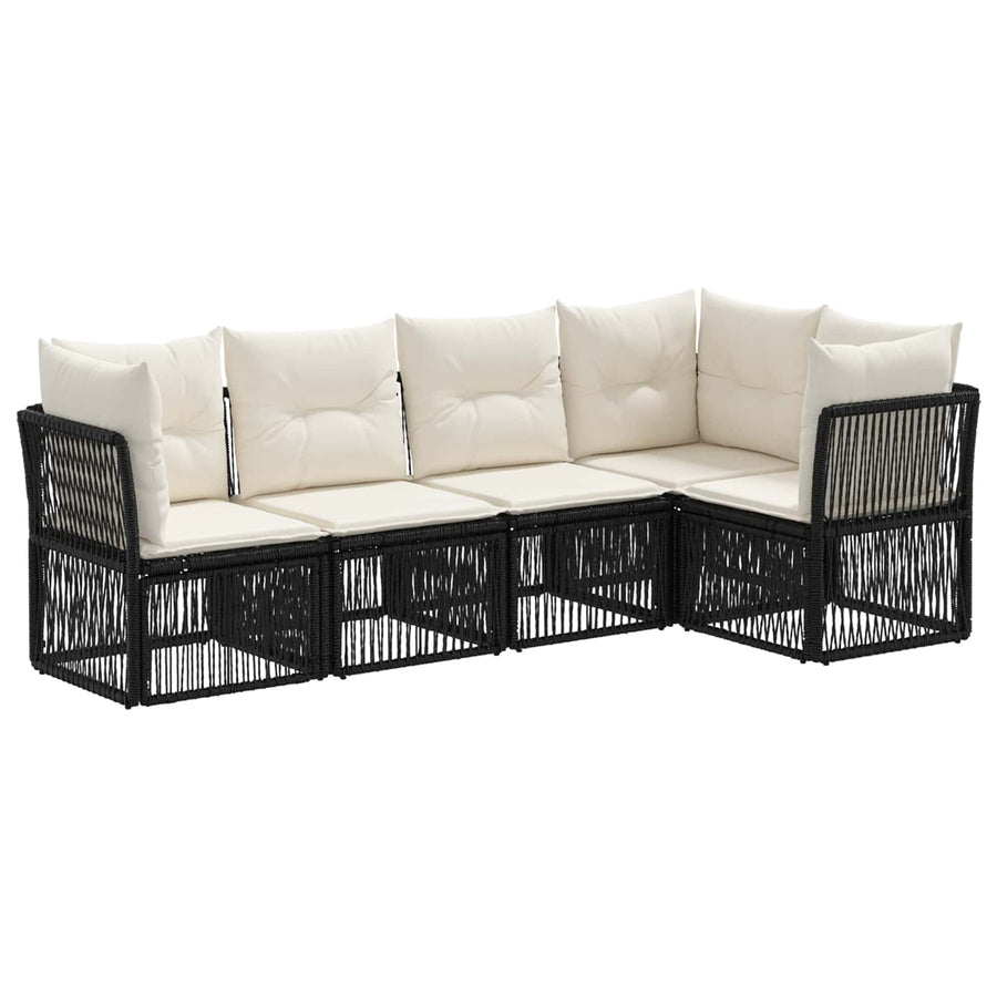 Tuinbankenset 5 pcs Zwart poly rattan
