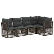 Tuinbankenset poly rattan grijs 5-delig