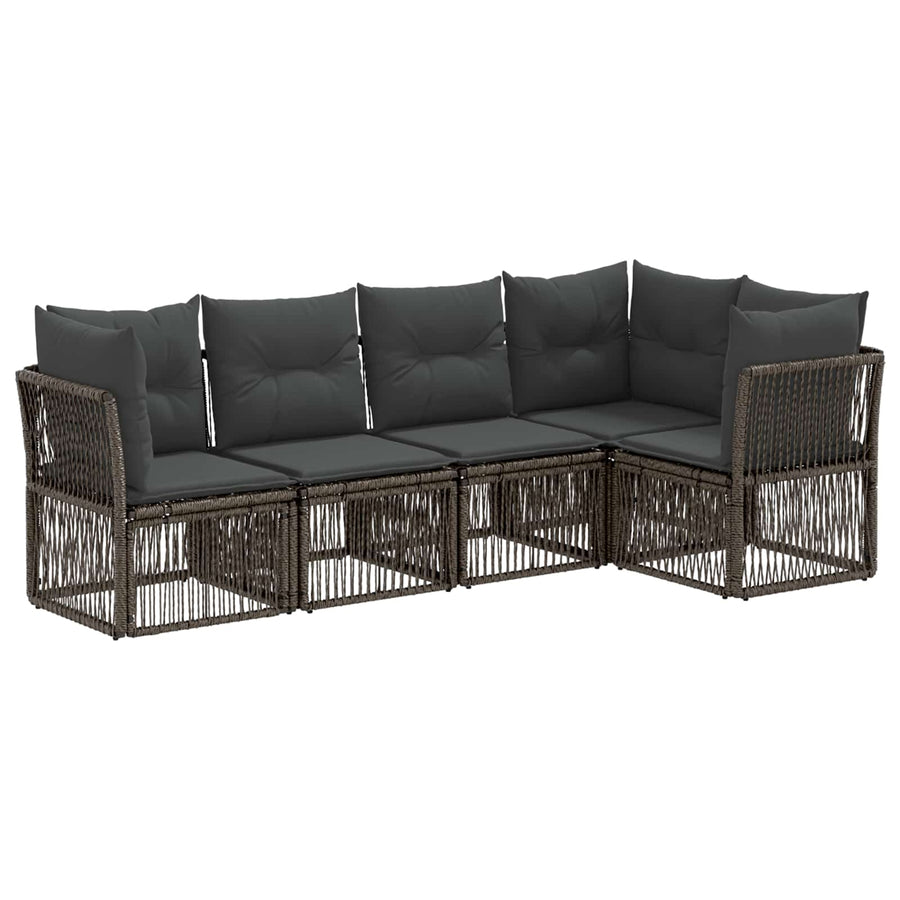 Tuinbankenset 5 pcs Grijs poly rattan